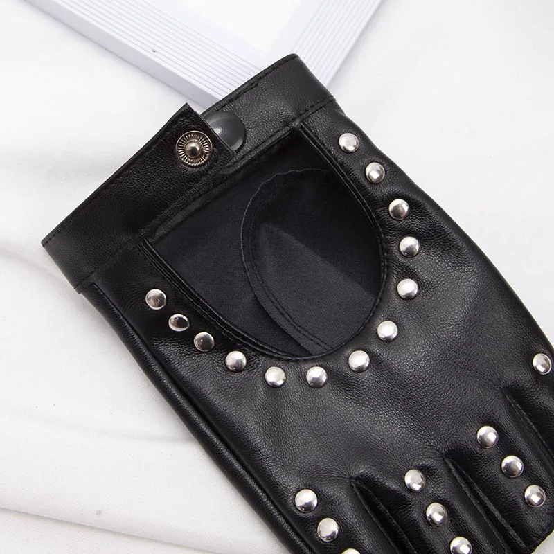1 Çift Kadın Punk Tarzı, Metal - Leather Driving Glove incelemesi ve fiyatı